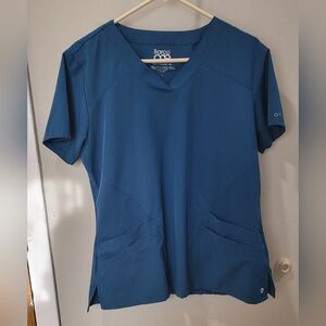 Women's Scrub Barco One Sz L Teal Blue Double Pickets Fitted Polyester Blend